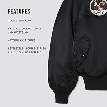 Alpha Industries Men's NASA Apollo MA-1 Bomber Jacket, Black